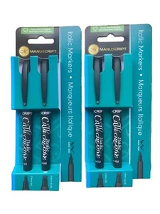 Calligraphy Marker Pen Set - Italic - 4 Pens - BLACK - Picture 1 of 5