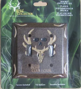 Bone Collector Double Light Switch Plate Cover - skull, antlers - Picture 1 of 2