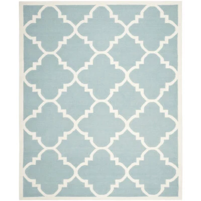 SAFAVIEH Dhurries DHU633C Light Blue / Ivory Rug - Image 1 of 4