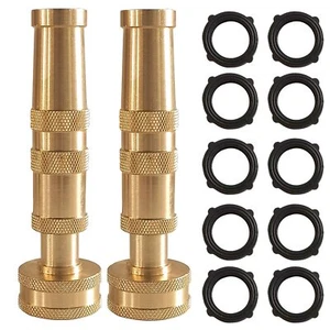 Adjustable Twist Hose Nozzle 4" Heavy-Duty Brass Hose Nozzle with 10 Garden H... - Picture 1 of 7