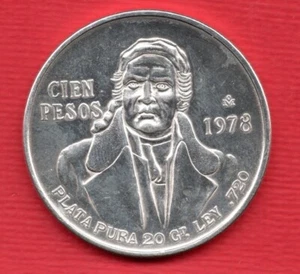 MEXIKANISCHE 100 PESOS MÜNZE 1978, 72% SILBER. 27,7 GRAMM. MEXIKO. (POLIERT) - Bild 1 von 2