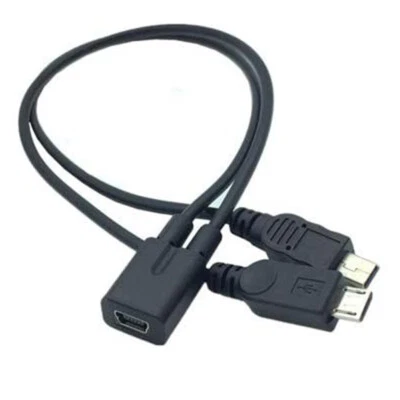 USB 2.0 Mini Female to Mini USB Male Micro Male 2 in 1 Converter Charging Cable - Image 1 of 4