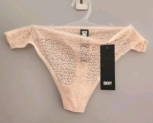 DKNY Large Modern Lace Thong Knickers Panties Pale Peach New With Tags Free P&P - Picture 1 of 4