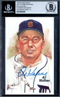 Открытка с автографом Переса Стила Al Kaline Gem Mint 10 Beckett BAS - Изображение 1 из 2