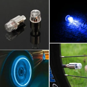 2x Motorcycle Bike Car Bicycle LED Light Air Tire Wheels Valve Stem Caps Blue - Picture 1 of 11