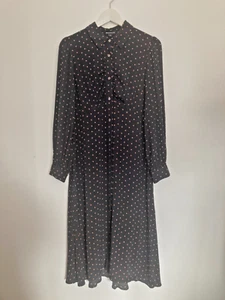 Whistles Shirt Dress Star Print Midi Button Down Black Size 10 Wedding Guest - Picture 1 of 11