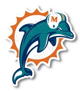 Miami Dolphins Retro 1997-2012 Vinyl Sticker Decal Car Windows football - Picture 1 of 2