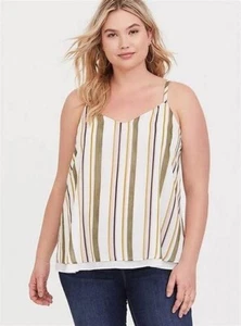 Torrid Sophie Chiffon Double Layer Swing Cami Size 3 3X 22/24 Stripes - Picture 1 of 11