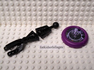 LEGO Technic 32168 Throwbot Slizer Arm Forked Black w/Disk 32171 Purple Disc - Image 1 of 2