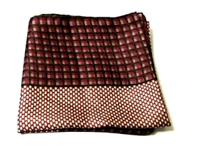 VTG Anne Klein Rolled Edge Silk Scarf Brown Checkered Signed 21" Square - Picture 1 of 6