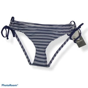 Mossimo Womens Bikini Swim Bottom Blue Stripe Adjustable Hip Tie Stretch XS New - Picture 1 of 9