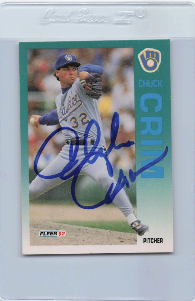 1992 Fleer #175 Chuck Crim Brewers Signed Auto *G407 - Image 1 of 1