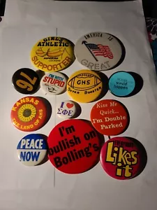 12 Variedad de Botones Pinbacks Coloridos, Vintage, Bolsa 3, 1,25"" A 3,5"" Diámetro - Imagen 1 de 13