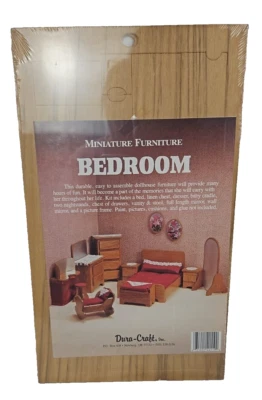 1988 Dura Craft Wooden Dollhouse Miniature Furniture Kit Bedroom Set NOS Sealed - Image 1 of 3