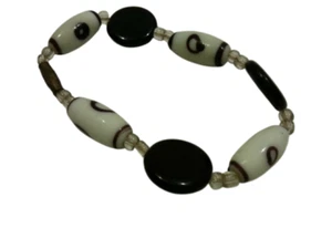 Authentic Ethnic African Wrist bracelet Jewelry Beads-White Oval-New - Picture 1 of 5