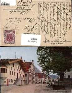 436285,Reutte Hauptstraße m. Rathaus u. Historischer Linde Brunnen Bahnpost Zug  - Bild 1 von 1