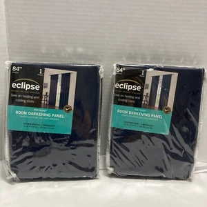 X2 Eclipse Room Darkening Solid Single Curtain Panel, Blue Midnight 42'' x 84'' - Picture 1 of 6