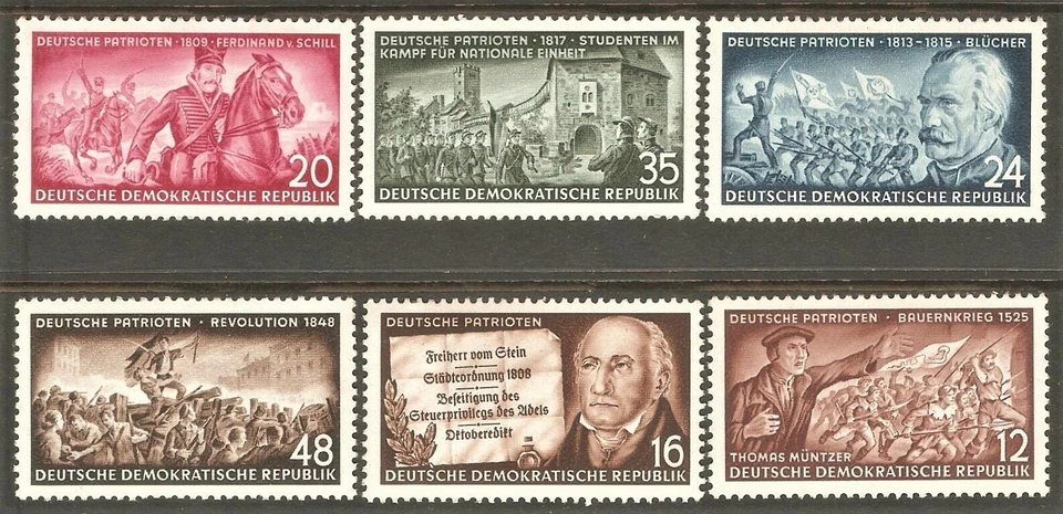 DDR #Mi398-Mi403 MNH 1953 Revolutionary Heroes Schill Prussia Hussar [180-185] - Image 1 of 1