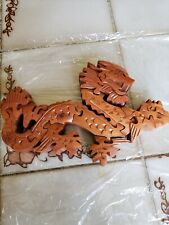 Art 3D DRAGON PUZZLE Asian Oriental Sculpture Decor Carved Wood TEAK? Wall Table