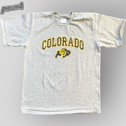 Vtg 90s College Exchange University of Colorado L  Heather Gray TShirt Rare Euc Cover
