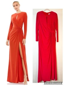 Mac Duggal Ieena Brick Red Stretch Jersey Formal Gown Dress New Sz 10 - Picture 1 of 16