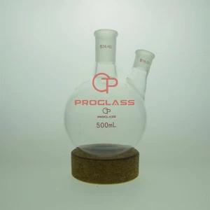 Lab 2 Necks Round Bottom Boiling Flask 500mL,Center 24/40,Side 19/22 - Imagen 1 de 1