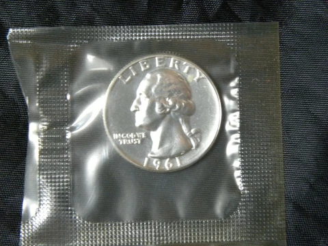 1961 Washington Proof Quarter U.S. Coin from Original Set Still in mint cello Cover
