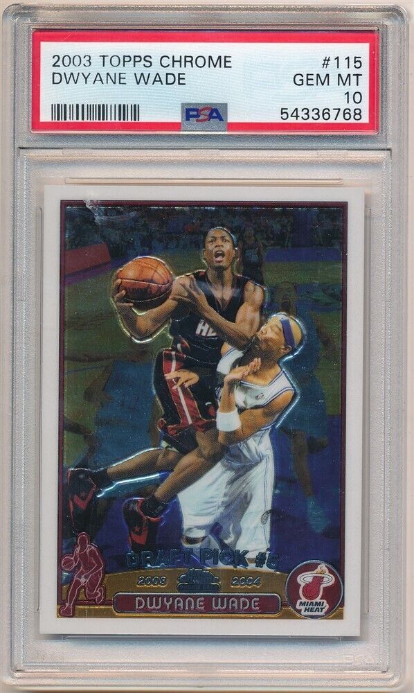 DWYANE WADE 2003/04 TOPPS CHROME #115 RC ROOKIE CARD MIAMI HEAT PSA 10 GEM MINT