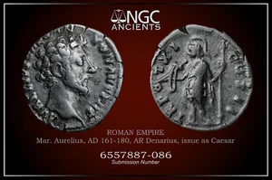 Marcus Aurelius Ancient coin NGC Ch F. AR Denarius AD 161-180. A1279 - Picture 1 of 12