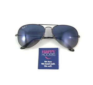 RAY BAN GUNMETAL GREY POLARISED AVIATOR SUNGLASSES - Picture 1 of 13