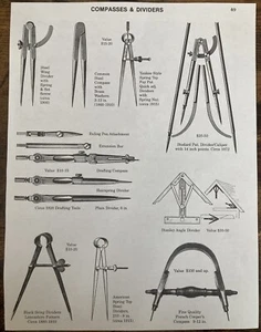 Book Clipping Photo Vintage Tools Compasses Wall Art - Picture 1 of 1