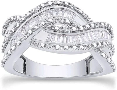 1/2Ct Natural Diamond Twist Bypass Engagement Ring 10k White Gold - Image 1 of 4