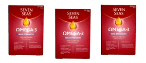 3 X Seven Seas Omega-3 Max Strength Food Supplement (30 Capsules) - Triple Pack - Picture 1 of 5