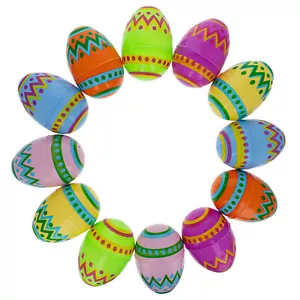 Set of 12 Large Ukrainian Traditional Geometric Pysanky Plastic Easter Eggs 3 - Picture 1 of 5