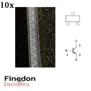 10 x BC846B BC846 NPN General Purpose Transistor 65V 100mA 250mW TO-236AB (SMD) - Picture 1 of 2