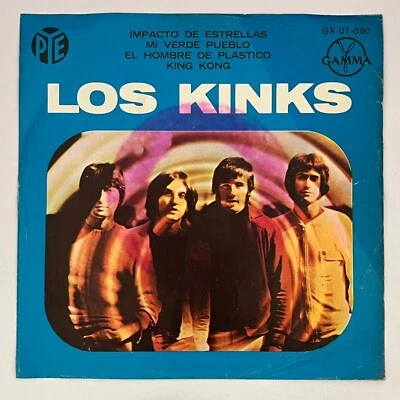 LOS KINKS -IMPACTO DE ESTRELLAS- 1969 MEXICAN 7" EP PS PINK RING WEAR BACK COVER - Image 1 of 4