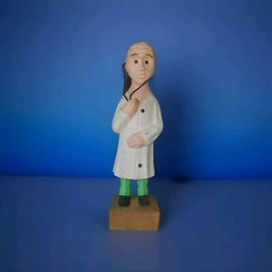 Vintage Holz Arzt Figur Statue Handarbeit 1979 - Bild 1 von 4