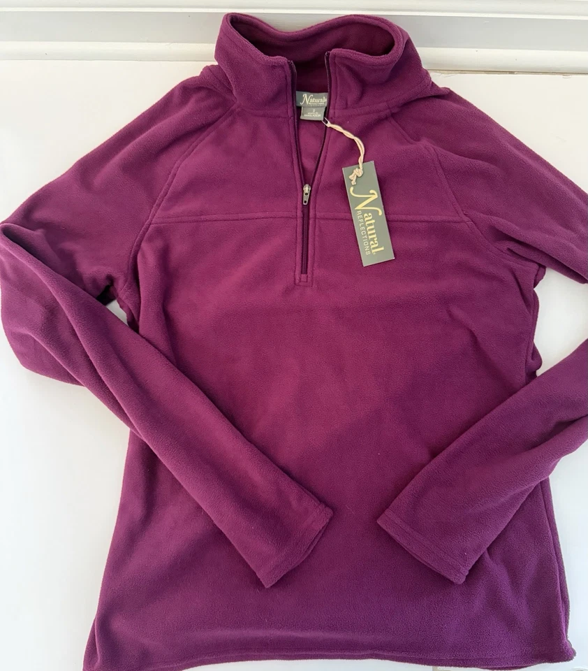 Natural Reflections Women Size S Dark Purple 1/4 Fleece Zip Pullover Jacket NWT - Image 1 of 4