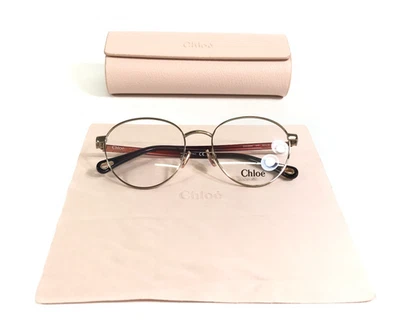 Monturas de gafas Chloe CH0269O 002 dorado borgoña borde de alambre redondo 53-18-140 Foto 1 de 4