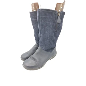 Womens Hotters Navy Size 7 - EU 41 Exf Matilda Mid Calf Leather Slouch Boots  - Picture 1 of 10