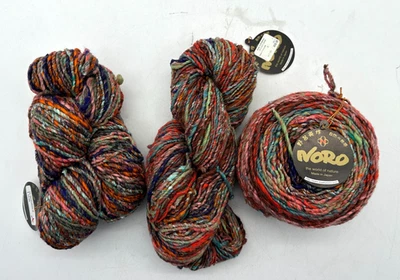 Noro Furisode Yarn Lot of 3 Skeins Silk Cotton Wool Color 5 Made in Japan - Image 1 of 4