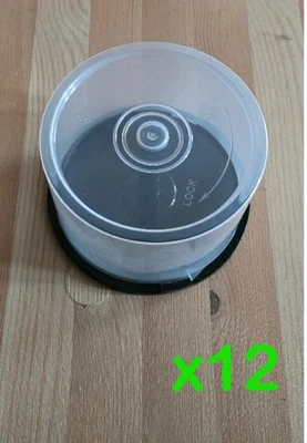 12x 50-disc capacity clear plastic cakebox / spindle-tub for CD/DVD - Image 1 of 4
