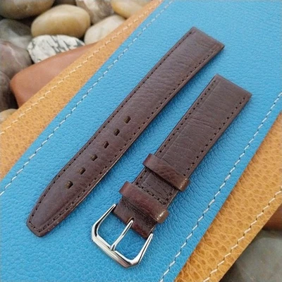 Vintage 18mm Rustic Brown Tapered 18/16 Italian Leather nos Unused Watch Band - Image 1 of 4