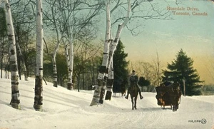 Postal Rosedale Drive Toronto Ontario Canadá trineo de caballos Snowy Street 1912 - Imagen 1 de 2