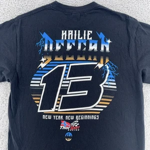 Camisa de carreras Hailie Deegan 13 ThorSport para hombre mediana negra NASCAR camiseta de año nuevo - Imagen 1 de 6