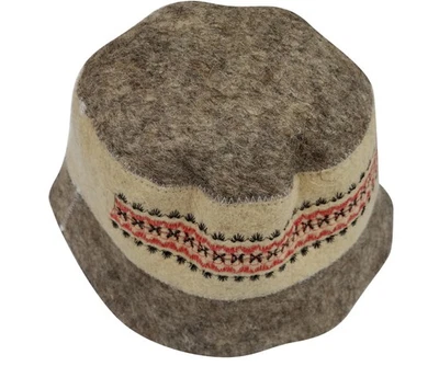 Wool Sauna Hat Embroidered Ukrainian ornament Vyshivanka - Image 1 of 2