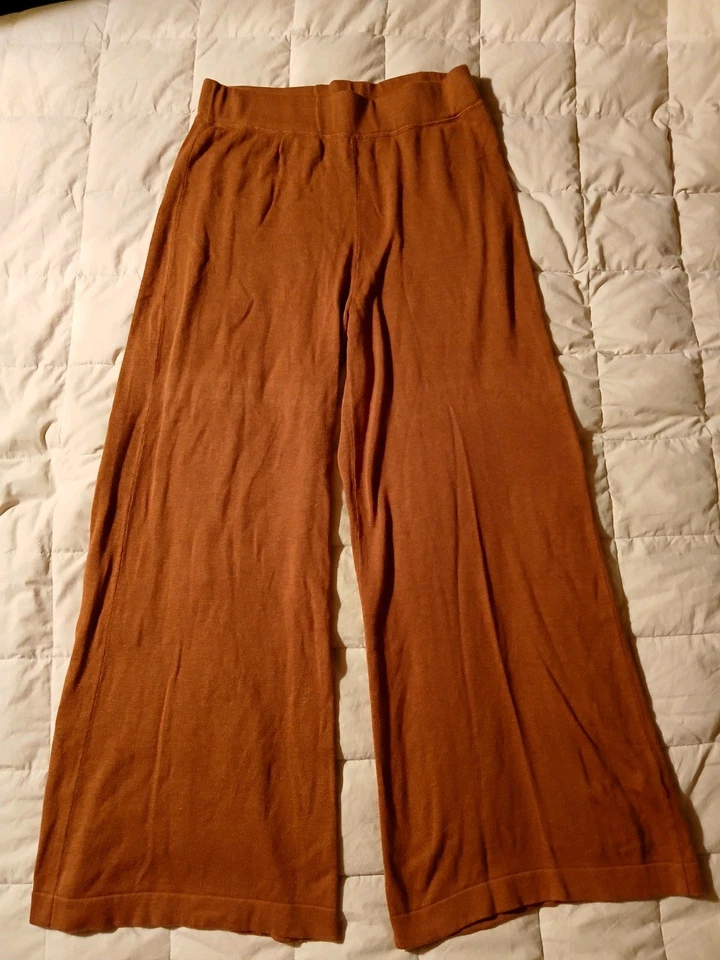 Pantalones Odeon Medianos Peruvian Connection Mujer Pierna Ancha Marrón Algodón Pima LEER Foto 1 de 4