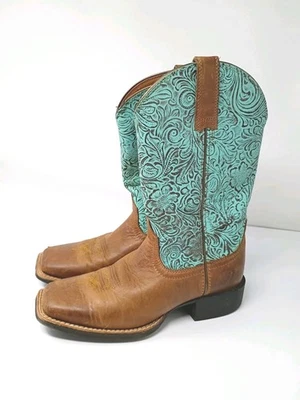 Ariat Round Up Square Toe Western Boot Floral Embossed Women's 6.5 B - Image 1 of 4