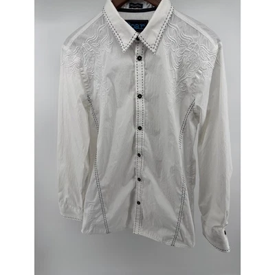 Roar Mens White Button Down Embroidered Long Sleeve Shirt VITALITY II Size M - Image 1 of 4