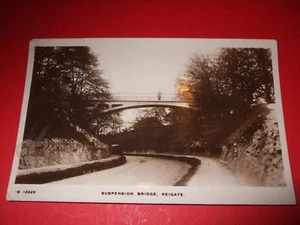 Real Photo Old Postcard Suspension Bridge Reigate Surrey - Picture 1 of 2